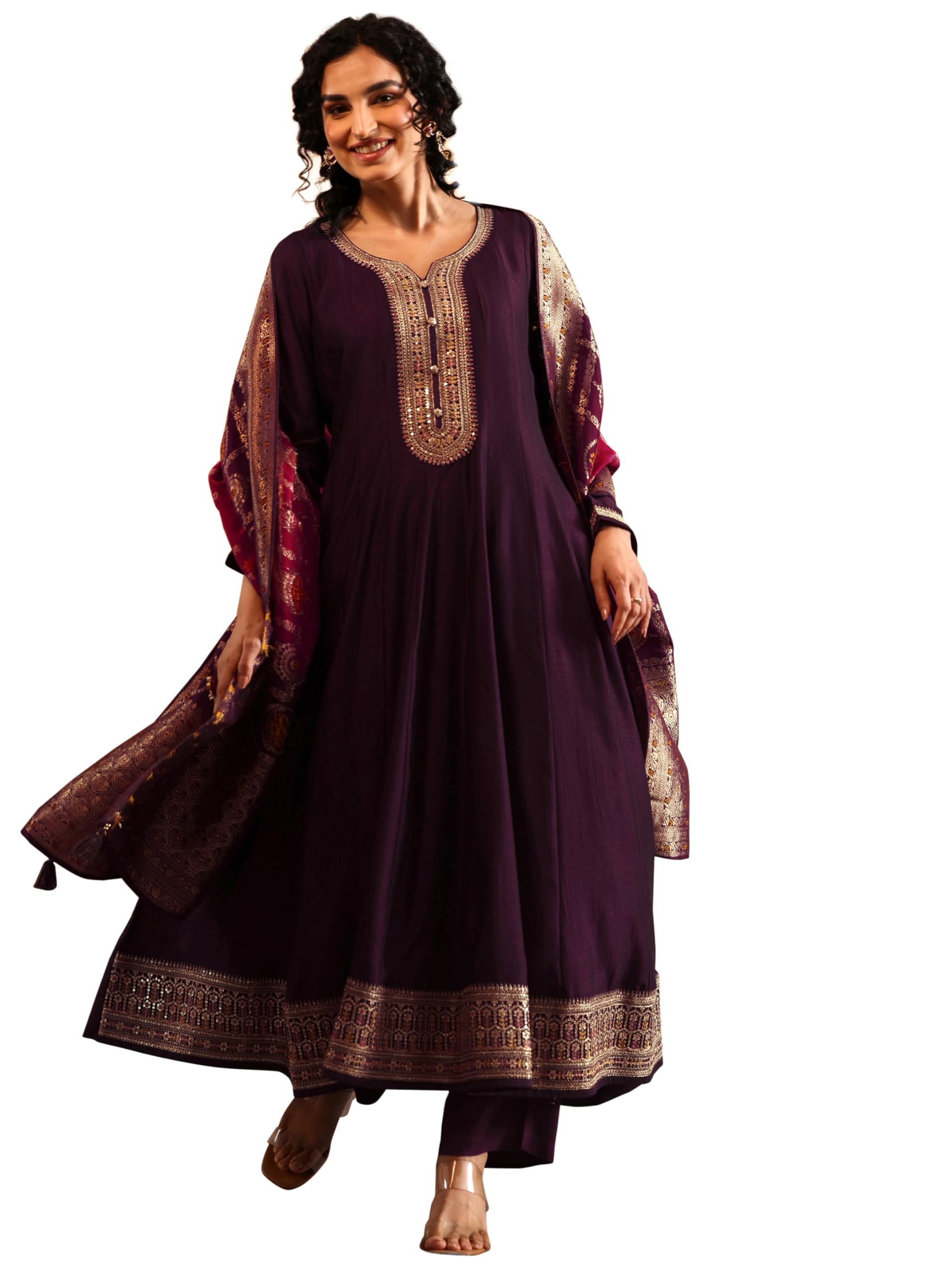 Libas Art Woven Design Silk blend Anarkali Kurta Set for Women (49771AL)