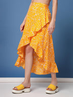 OOMPH! Long Skirts for Women Yellow - msk055