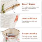 ZLFSRQ Tulip Makeup Bag for Women Floral Makeup Pouch for Purse Zipper Cosmetic Bag Large Capacity Quilted Canvas Cute Aesthetic