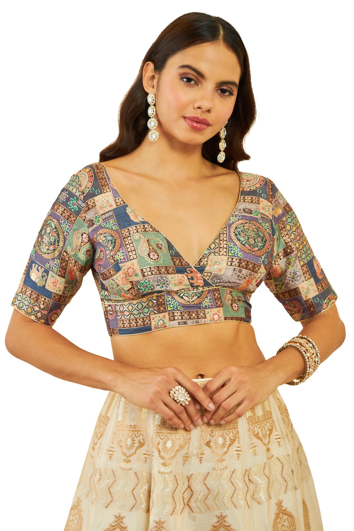 Soch Women Silk Half Sleeves Regular Fit Blouse