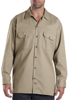 Dickies Mens Long Sleeve Work Shirt, Desert Sand, Medium