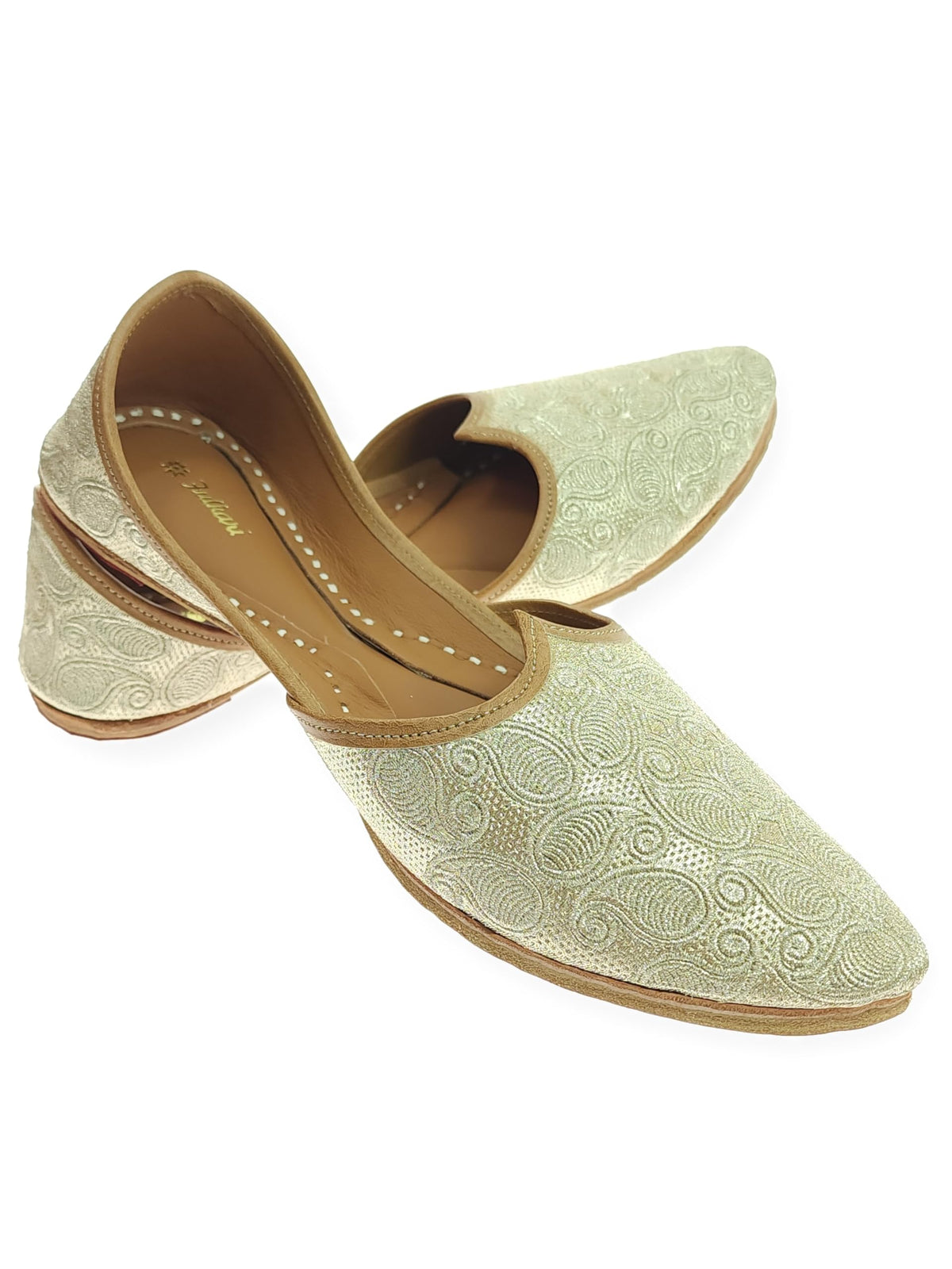 Fulkari Men Gold Genuine Soft Leather Formal Jutis | Bite and Pinch Free Jutti | Punjabi Embroidered Wedding Juttis | Man Dailyw 7