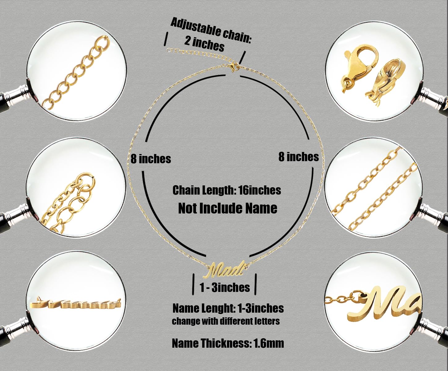 Aoloshow Paris Name Initial Necklace 18k Gold Plated Message Word Stainless Steel Jewelry for Familys Christmas