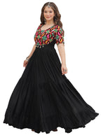 Wedani Georgette Anrakali Kurta Set for Women (in, Alpha, M, Regular, Black)