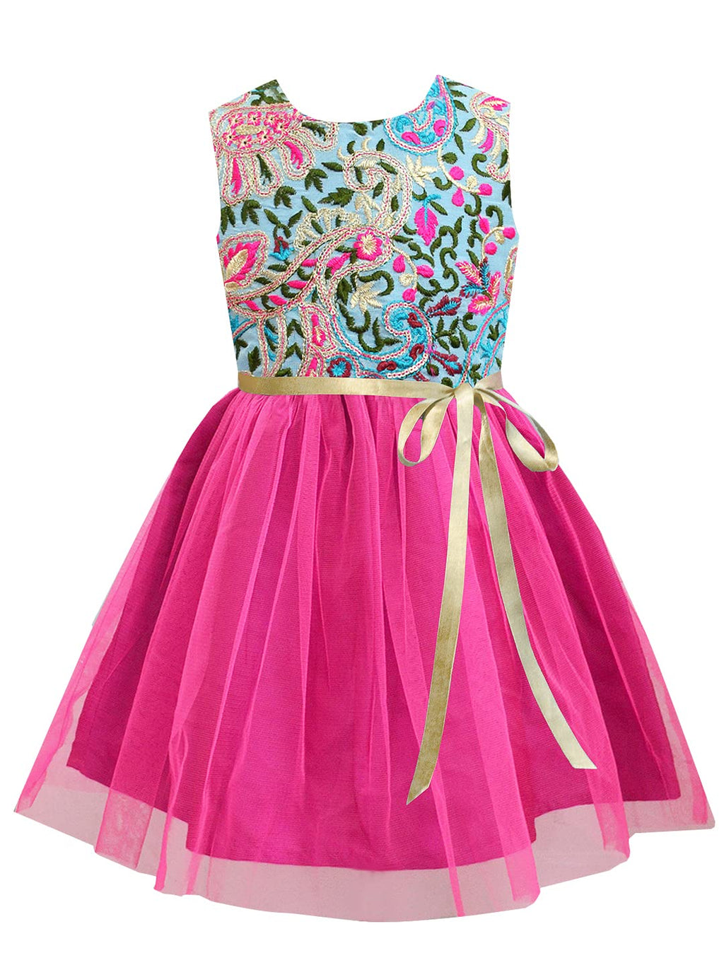 A.T.U.N. (ALL THINGS UBER NICE) Girls Embroidered Birthday Party Frock Dress