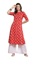 Stylum Womens Floral Printed Rayon A-Line Kurta (JOHNYRED36_Red, S)