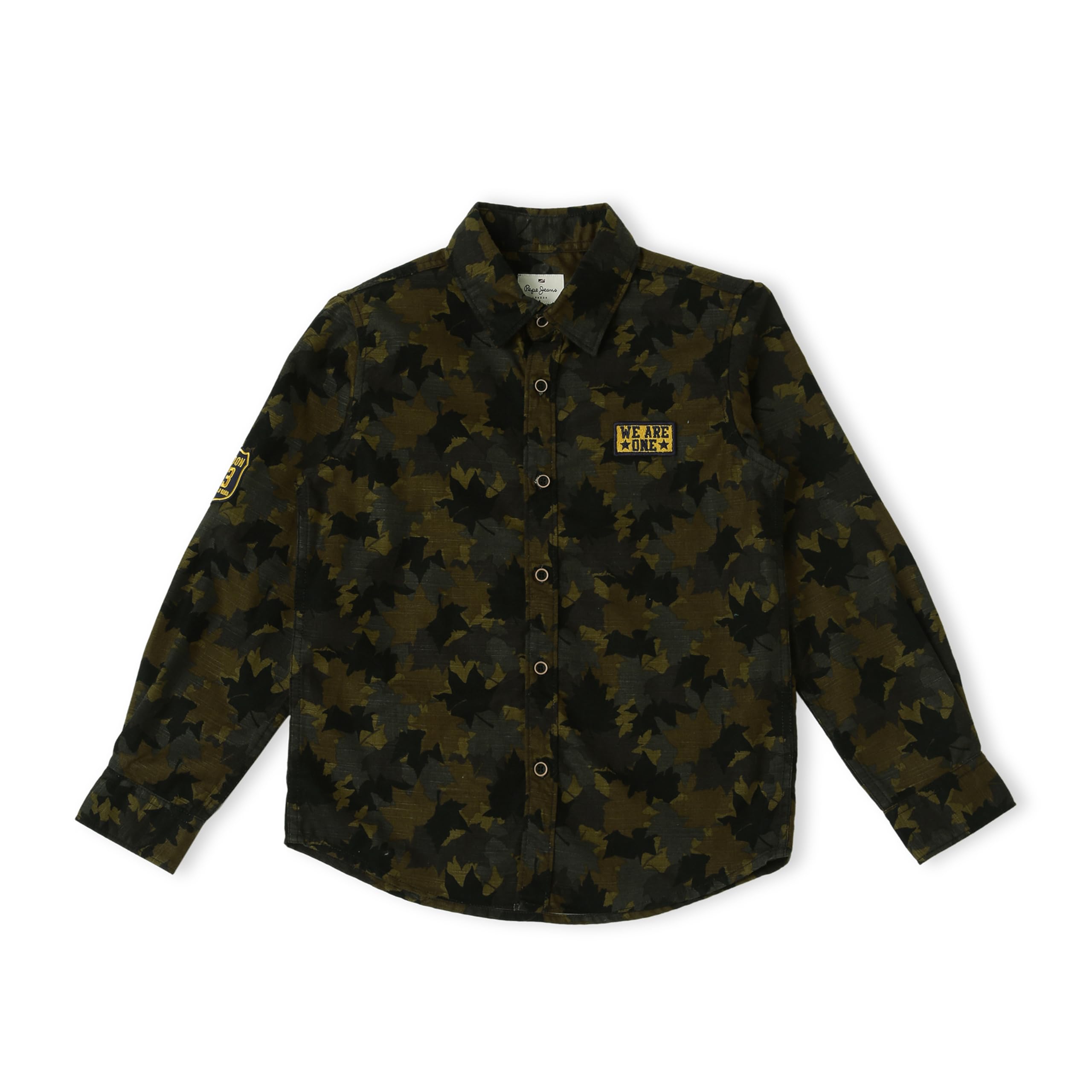 Pepe Jeans BoyS Camouflage Regular Fit Shirt (Pb302334_Olive 6)