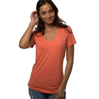 Bamboo V-Neck Tee - Sunkissed Coral by Cariloha for Women - 1 Pc T-Shirt (2XL)