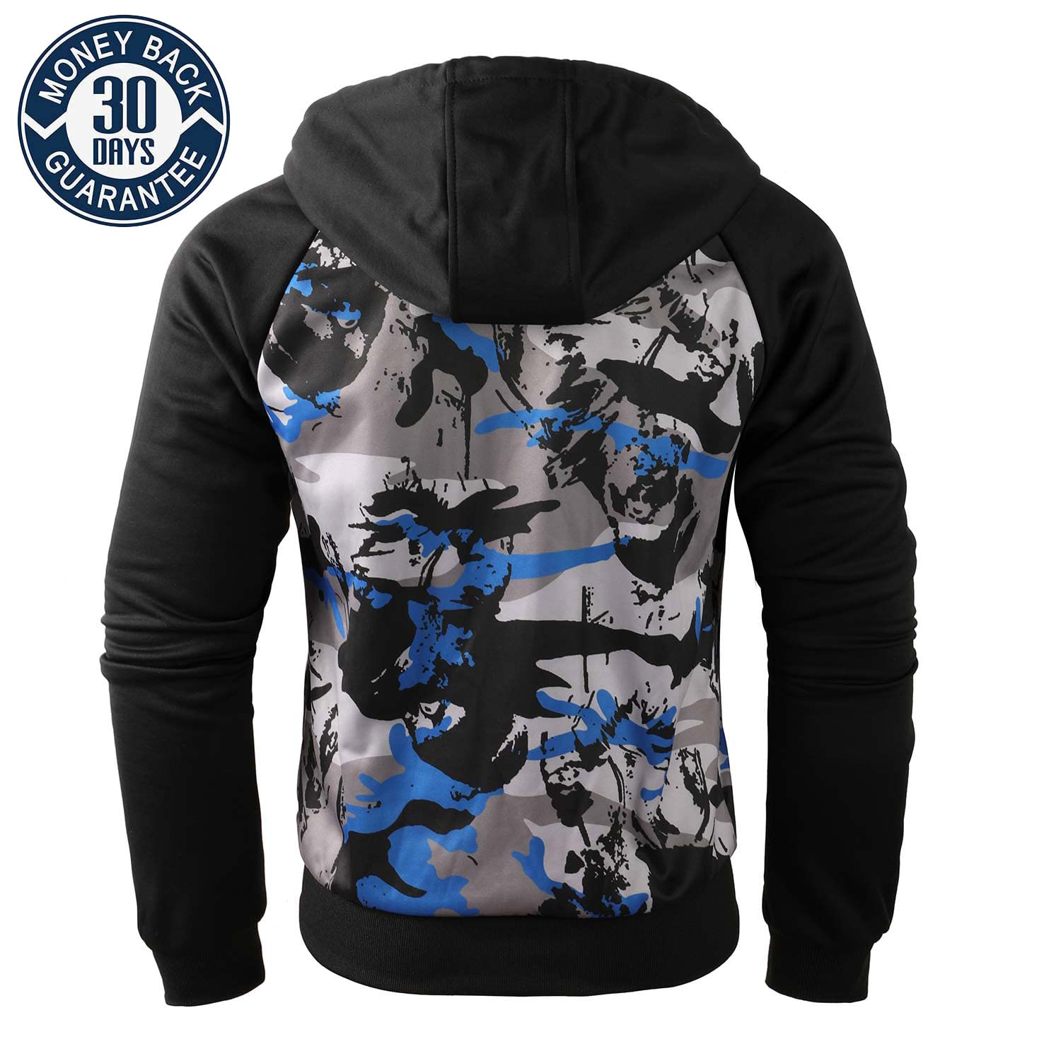 COOKFIP Men's Zip Up Color Block Hoodie Fleece Gym Workout zippered Sweatshirt Fashion Long Sleeve Hooded WIth Pocket (17# blue