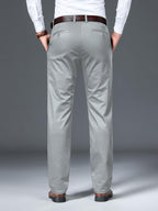 AVANOVA Mens Solid Grey Trousers Light Business Style Slightly Stretch Straight Leg Pants for Outdoor Casual Daily Trouser II M