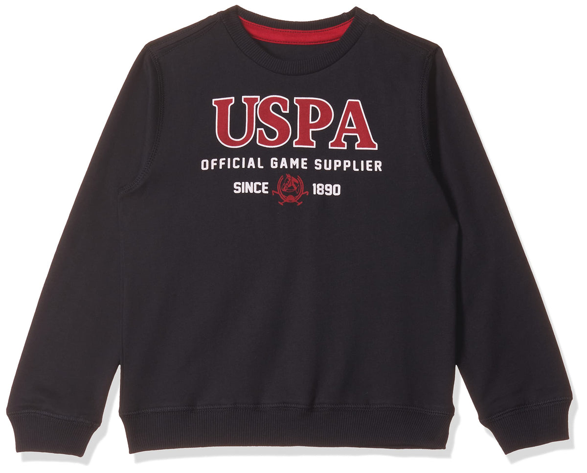 U.S. POLO ASSN. Kids Regular fit Cotton Crew Neck Sweatshirts (UKSWSON0124_Black_12M) 18-24