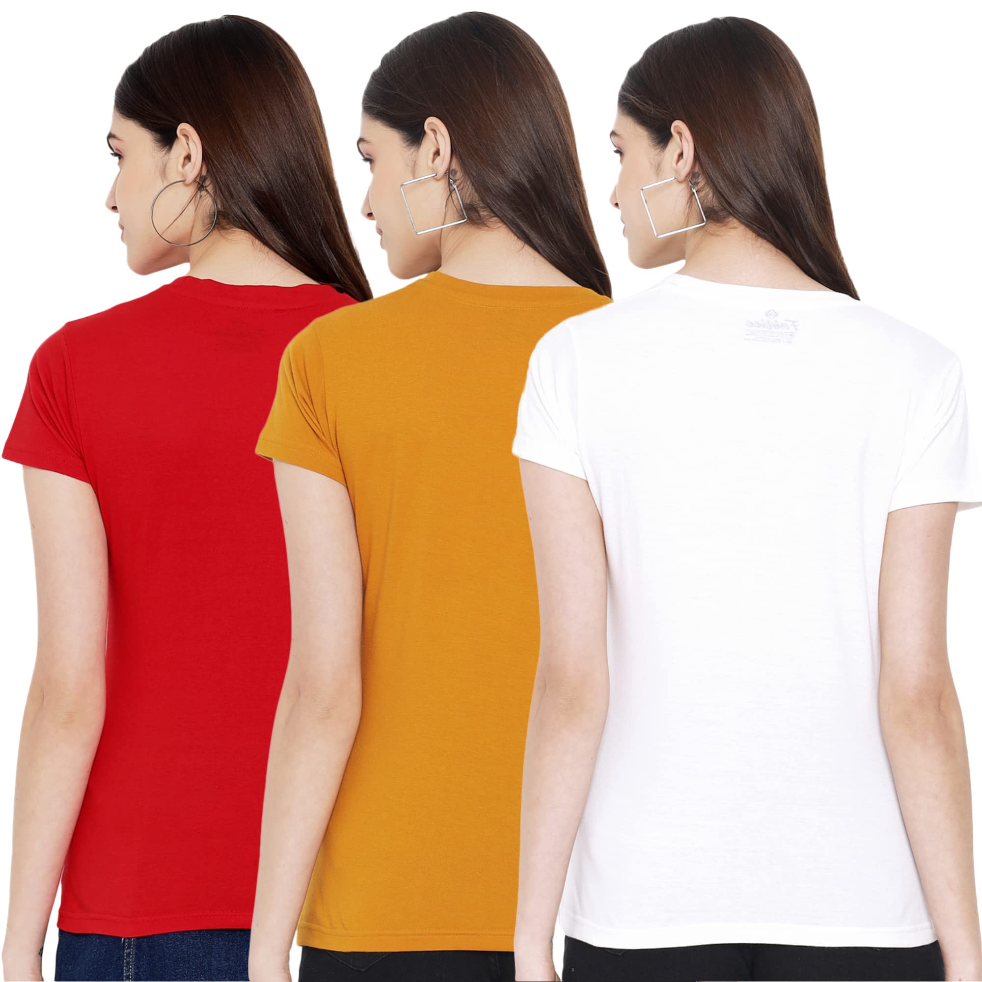 Preneum Womens Cotton Regular Fit Latest Graphic Stylish Printed Short Sleeves Casual T-Shirt || Trends & Stylish (Pack 3), Yel