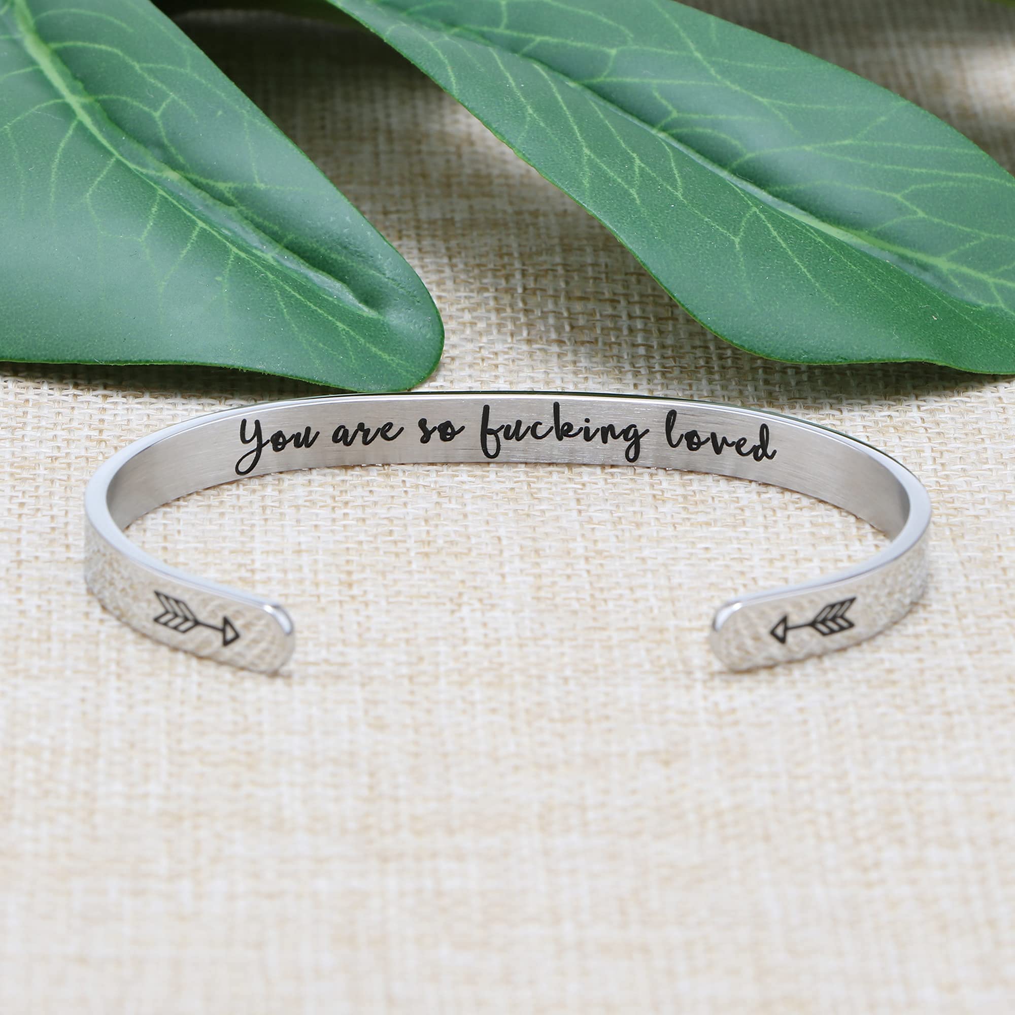 Inspirational Gifts for Women Cuff Bracelet for Women Birthday Christmas Day Stainless Steel Jewlery Mantra You Are So Loved