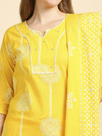 Anubhutee Women'S Pure Cotton Straight Printed Kurta Trousers With Dupatta