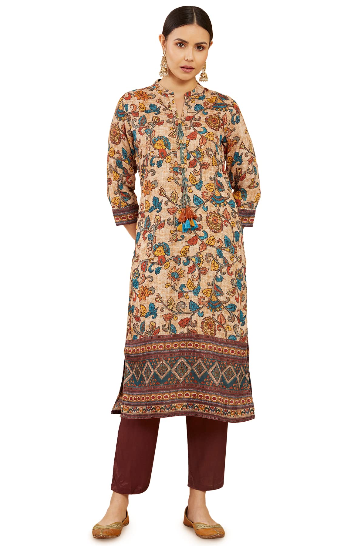 Soch Women Multicolored Linen Printed Kurti