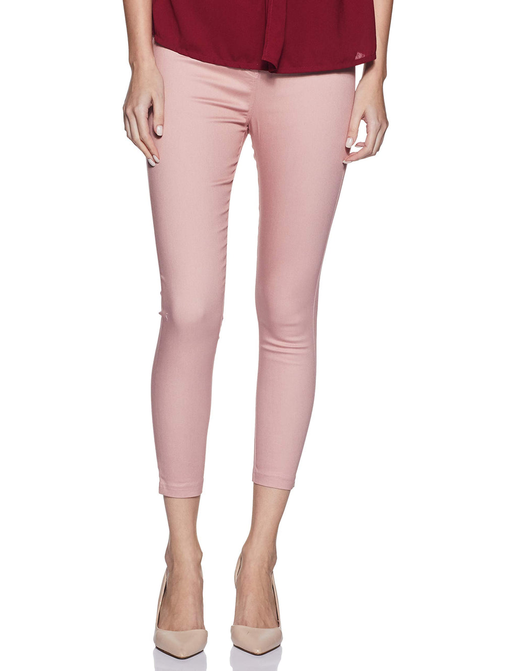 Aurelia Womens Regular Fit Cotton Jeggings (19FEA60068-600742_Pink_Small_Pink_S)