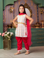 Aarika Girls Ethnic Wear Maroon-White Colour Sequin Embroidery Lace Work Polycrepe Kurti Patiala Set With Dupatta-3-13 Years (Pt