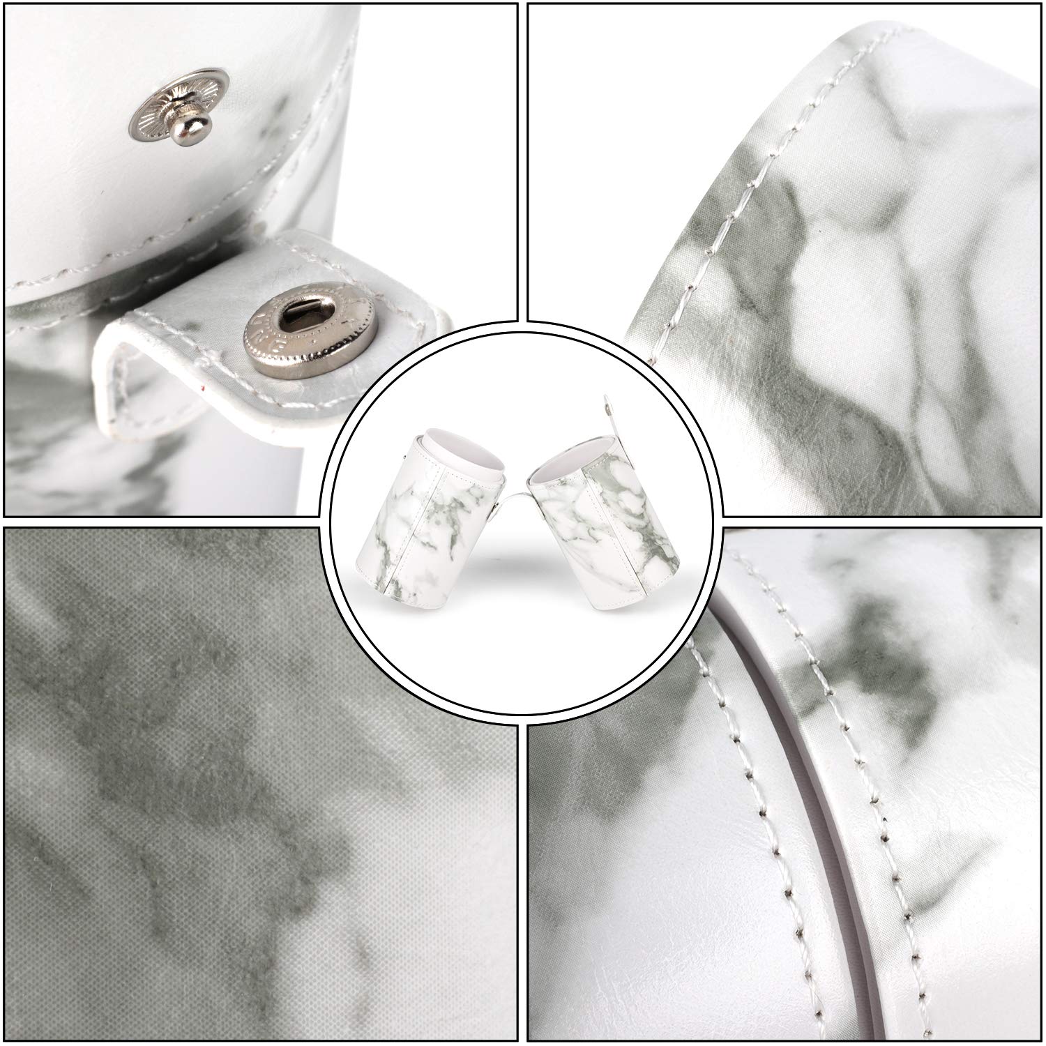 Makeup Brush Holder Travel Brushes Case Bag Cup Storage Dustproof for Women (Marble)