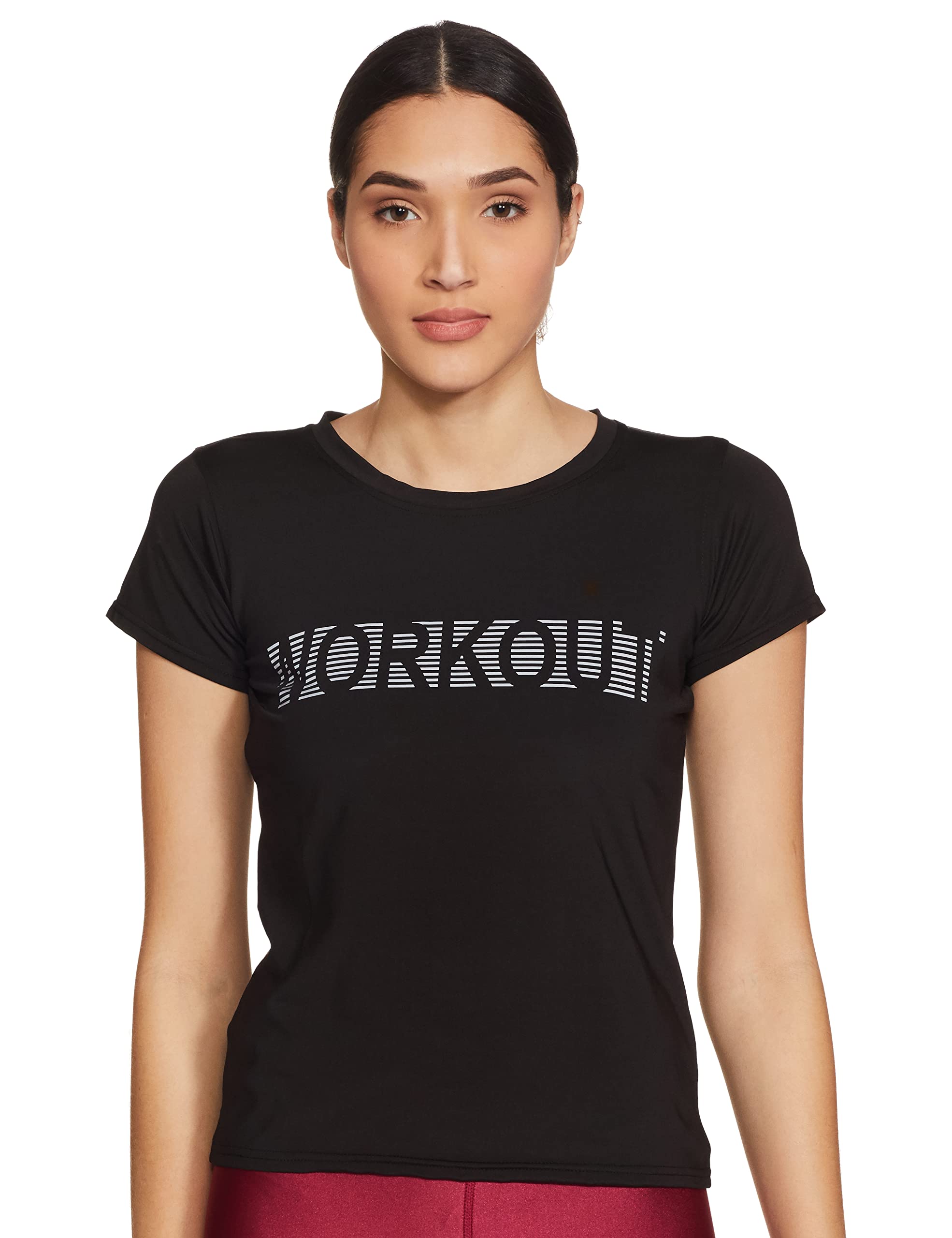 Clovia Women Polyester Blend Regular Fit Yoga Shirt (AT0112P13XL_Black_X-Large)