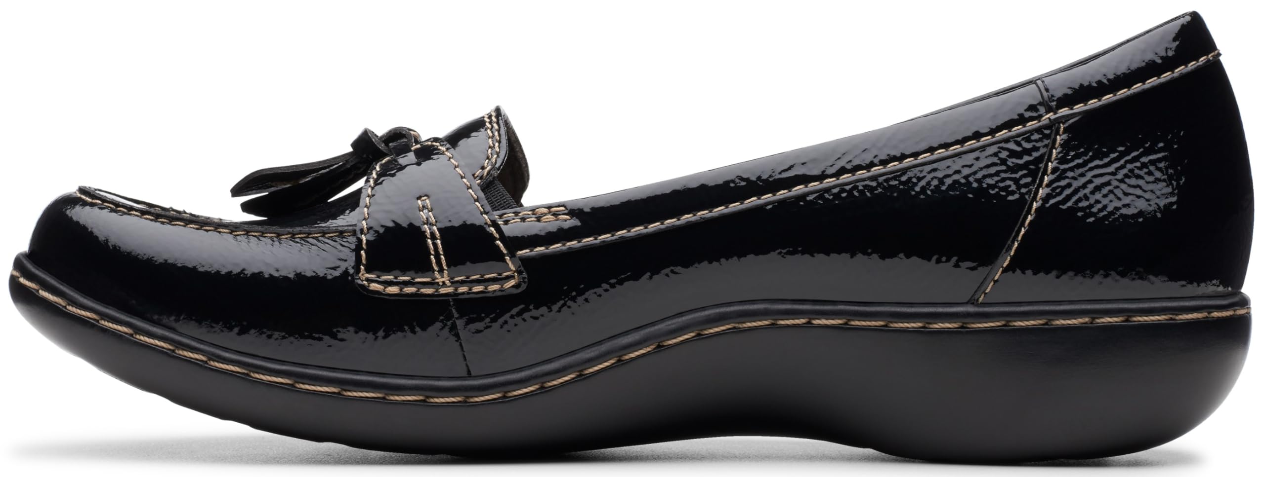 Clarks Women's Ashland Bubble Loafer, Black Crinkle Patent Synthetic, 8.5 M US