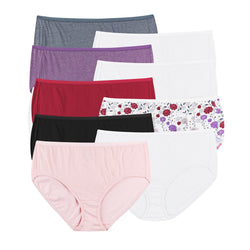 JUST MY SIZE womens Cool Comfort Cotton 10-pack Briefs, Assorted, 13 US