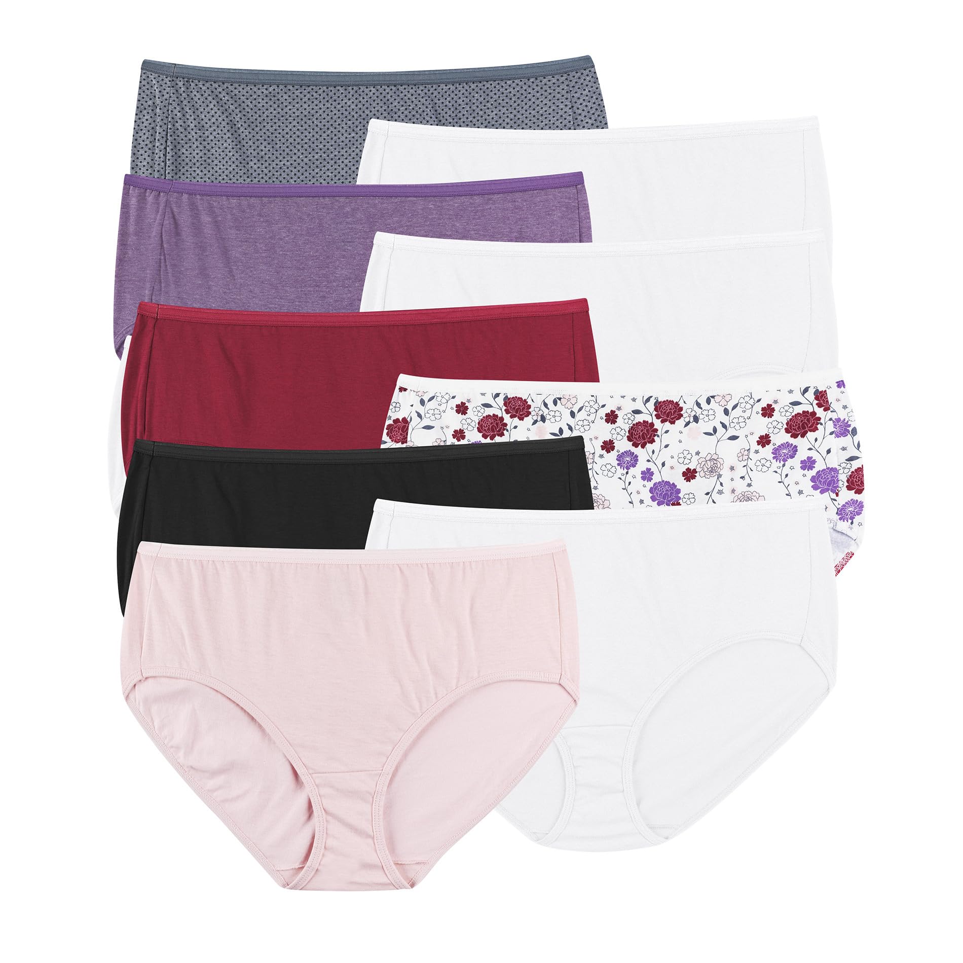 JUST MY SIZE womens Cool Comfort Cotton 10-pack Briefs, Assorted, 13 US