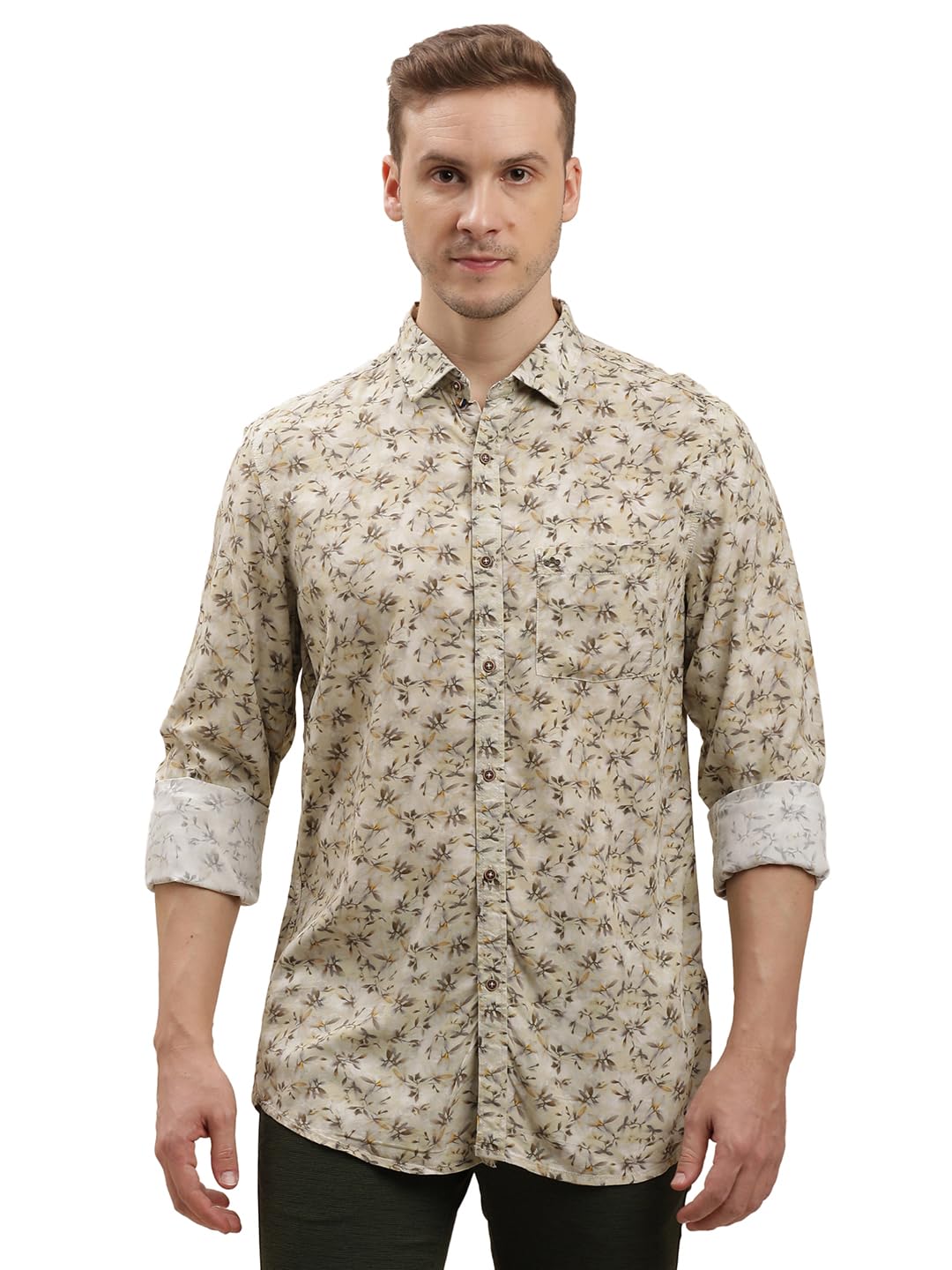 Turtle Men 100% Rayon Slim Fit Printed Grey Casual Shirt