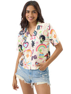 The Souled Store Official Powerpuff Girls: Sugar & Spice Women and Girls Short Sleeve Collared Neck Button Front Multicolor All 