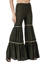 Popwings Casual Olive Georgette Gharara Pant For Women