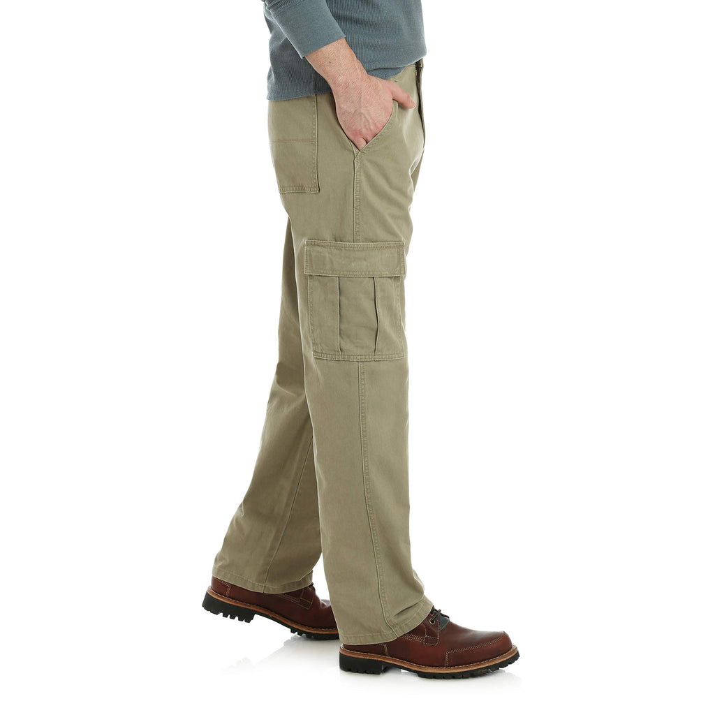 Wrangler Authentics Men's Relaxed Fit Cargo Pant (Logan), British Khaki Twill, 42W x 34L