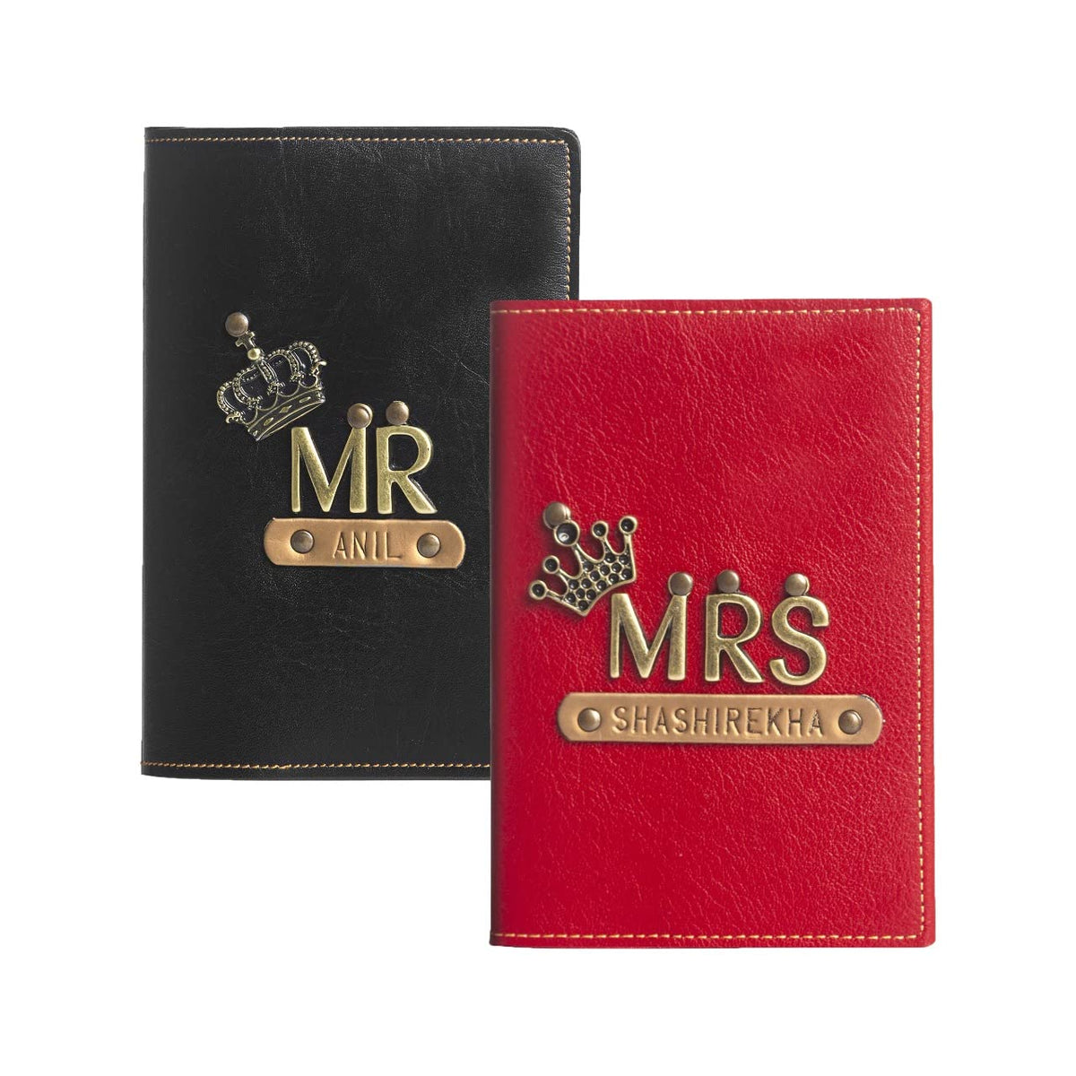 The Messy Corner Pu Leather Mr. & Mrs. Passport Cover | Customized Travel Accessories For Men & Women | Marriage Gift For Couple