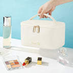 Meiyuuo Cute Makeup Bag Small Cosmetic Bags for Women Medium Pouch Toiletry Bag Waterproof Organizer(Light Beige)