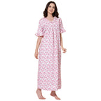 OOMPH! Cotton Blend Nighty for Womens | Night Gown | Nighty | Nightdress | Maxi Dress | Sleepwear | Gown for Women | Nighties |