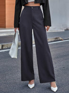 Toochki Straight Pants Trousers for Women with High Waist, Formal Spandex Pant for Women Office Wear Dark Grey