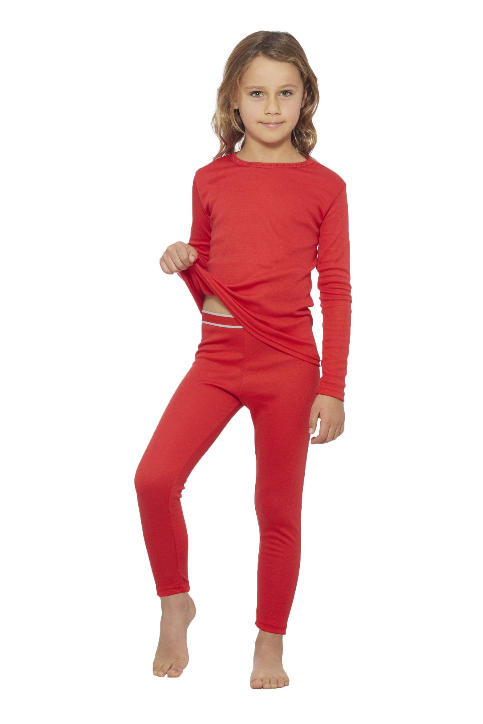 Rocky Thermal Underwear for girls (Thermal Long Johns Set) Shirt & Pants, Base Layer wLeggingsBottoms SkiExtreme cold (Red - X-L