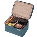 NISHEL Large Double Layer Travel Makeup Bag Women, Large Cosmetic Case, Organizer for Travel-Size Accessories Bottles, Brushes,