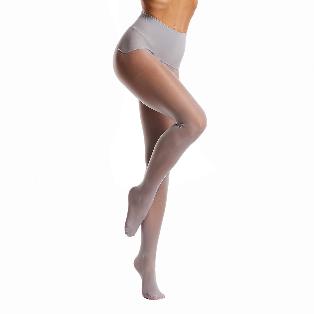 Frola Oil Shiny Stockings Pantyhose 360Seamless Crotch High Waist Smooth Tights for Women(Large,1Pair Gray)