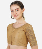 Pujia Mills Womens Phantom Silk Flower Half Sleeve Saree Blouse