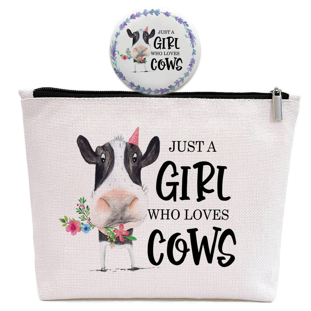 GevGuxLuo Cow Gifts for Cow Lovers, Cow Makeup Bag for Women with Mirror, Cow Birthday Gifts Ideas for Daughter Sister Bestie, C