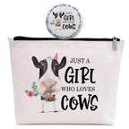 GevGuxLuo Cow Gifts for Cow Lovers, Cow Makeup Bag for Women with Mirror, Cow Birthday Gifts Ideas for Daughter Sister Bestie, C