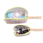 FINEX 2 pcs Set Chip n Dale PU Leather ONE Cosmetic Bag Make up Organizer + ONE Coin Purse with Straps