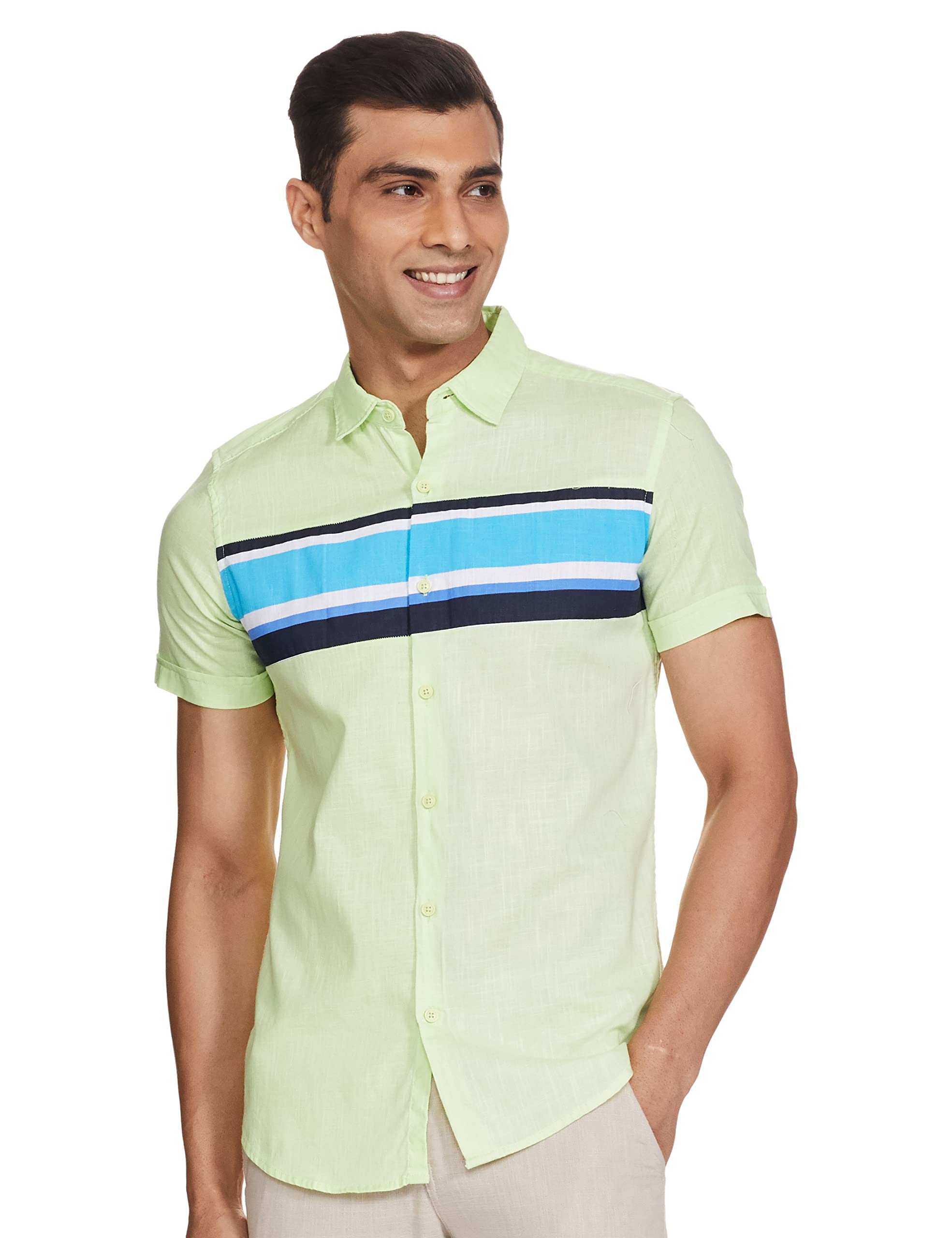 Ketch Slim Fit Solid Lime/Aqua Shirt