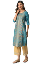 Aurelia Women Polyester Ceramic Floral Printed Straight Regular Kurta