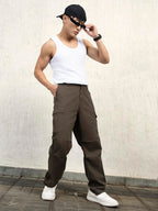Hubberholme Men Cotton Loose Fit Mid-Rise Trousers |7| Olive