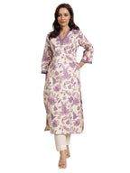 Libas WomenS Cotton Floral Printed Straight Kurta (29414O_Purple_S)