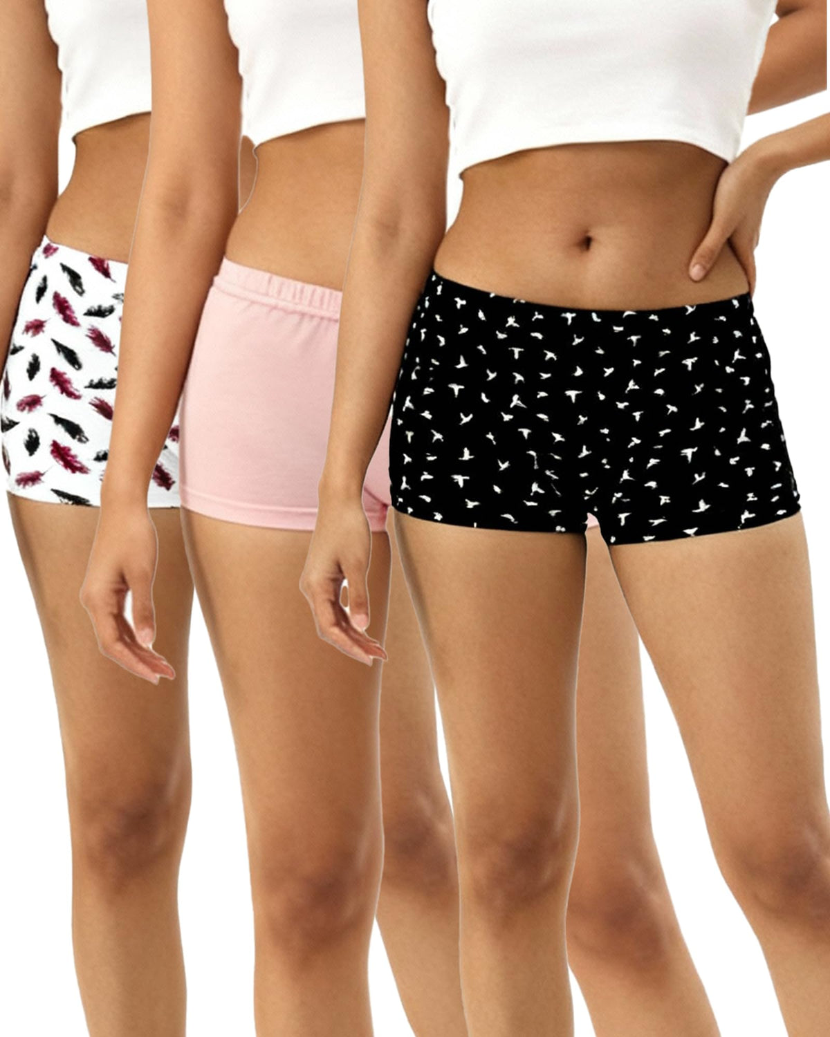 Leading Lady WomenS Printed Boy Short Brief Pack Of 3
