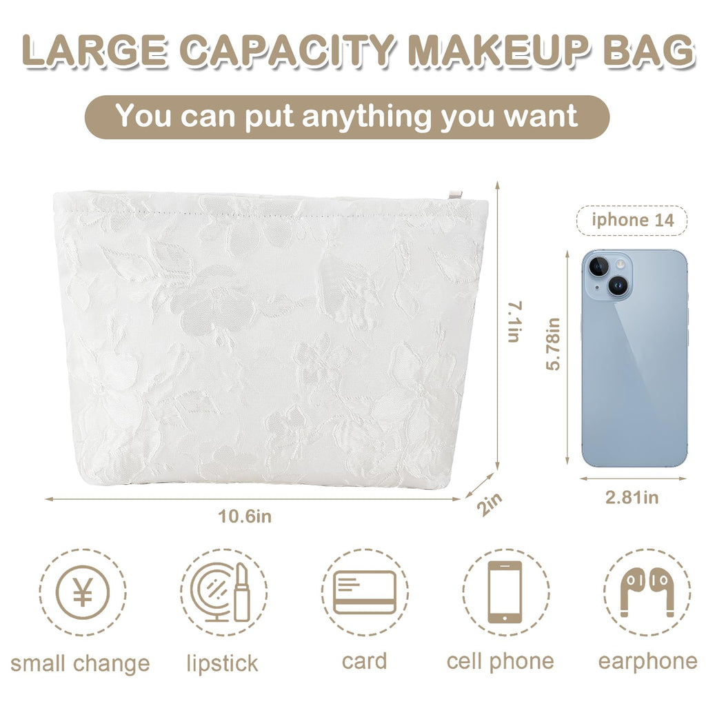 ZLFSRQ Flower Makeup Bag for Women Girls Teens Travel Cute Floral Cosmetic Bags Large Zipper Cosmetic Pouch for Purse Portable