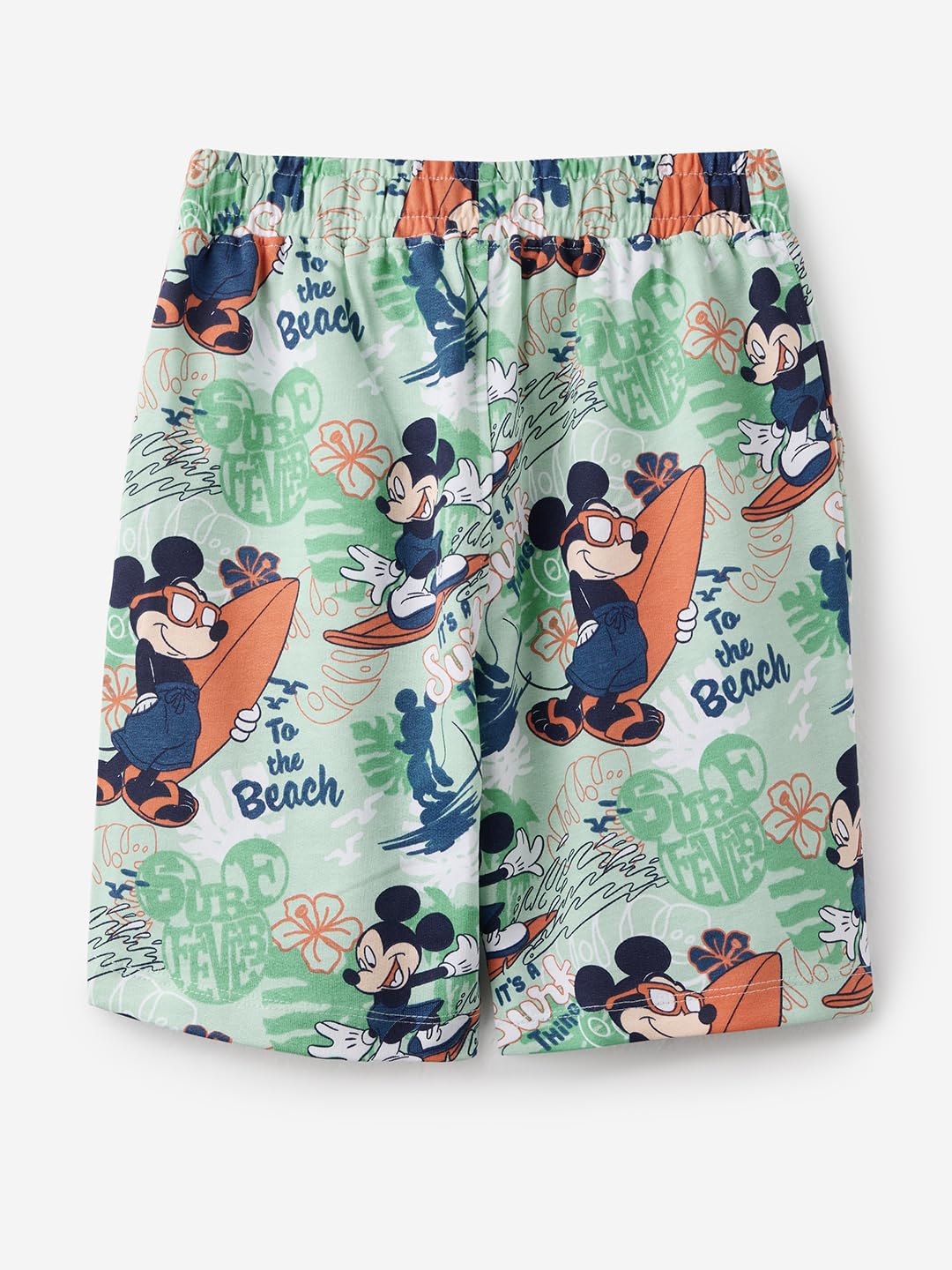 The Souled Store Official Mickey Mouse : Surf Vibes Boys Graphic Printed Pull On Cotton Shorts