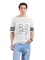 The Indian Garage Co Mens Oversized Textured Flatknit Half Sleeves Crew Neck Sweater