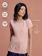 Nykd WomenS Ultra Soft All Occasions Everyday Cotton T- Shirt/Tee Essential | Relaxed Fit | Cotton | Crew Neck - T-Shirts & Tan